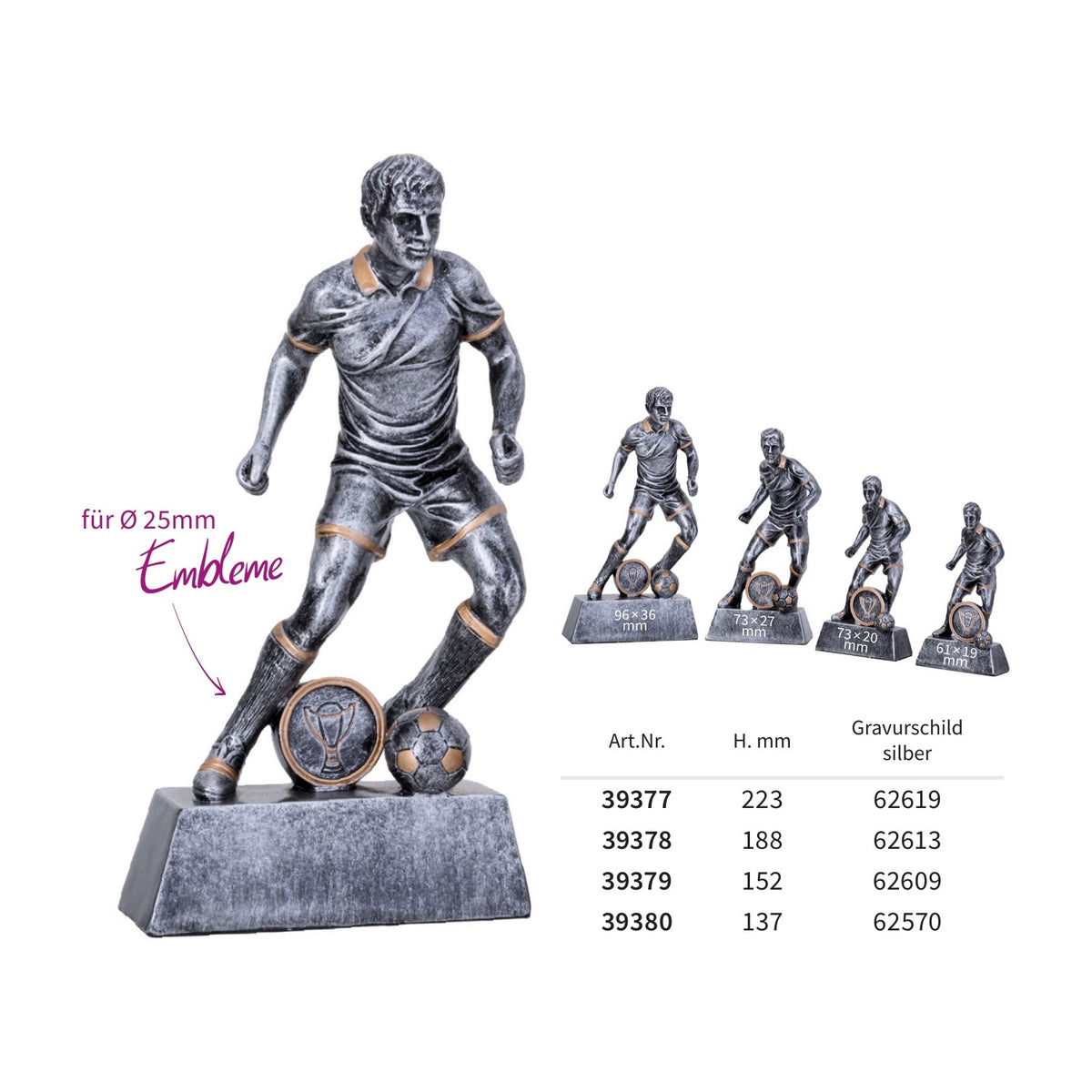 Resinfigur Fußball 39377–39380