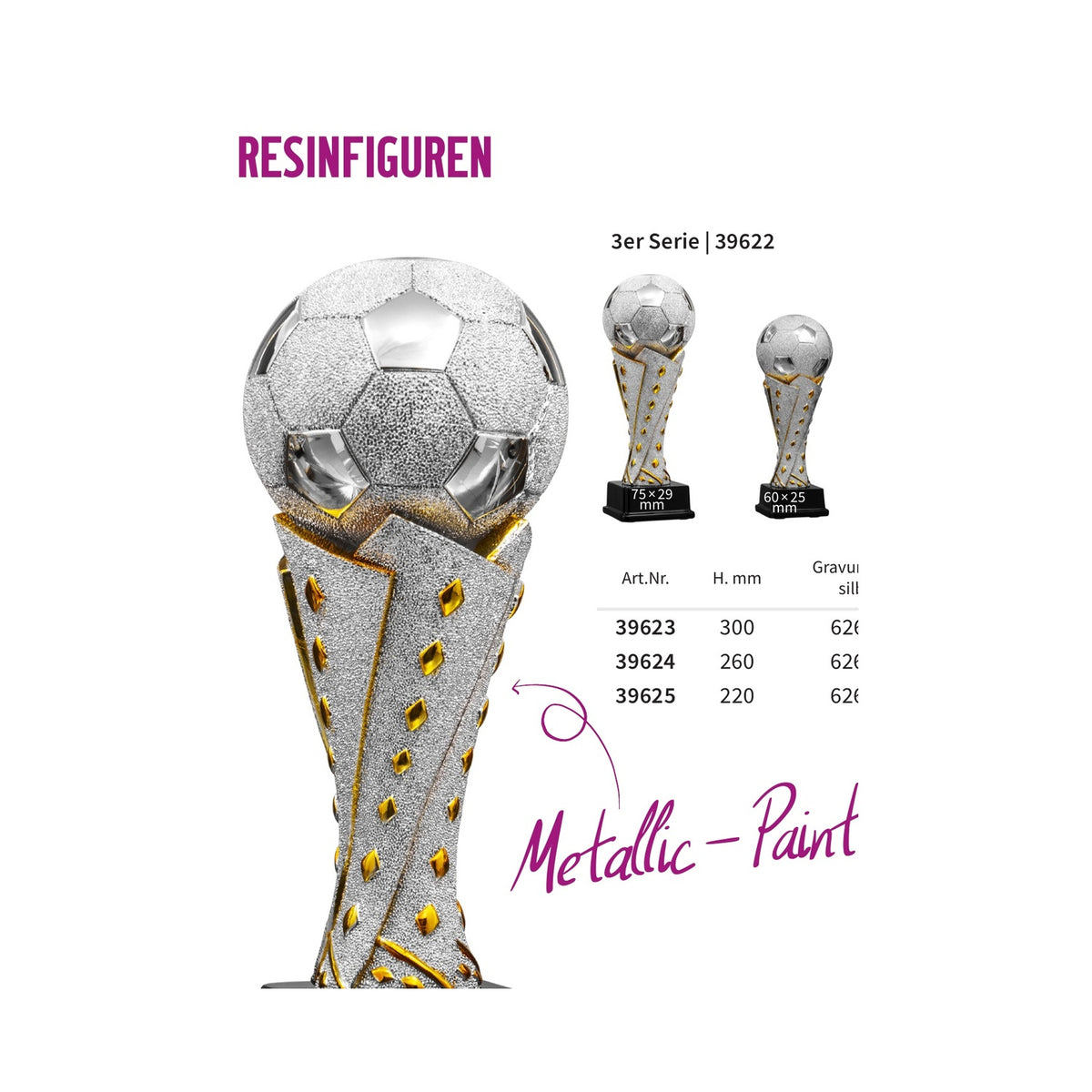 Keramik-Fußball-Trophäe 39623–39625