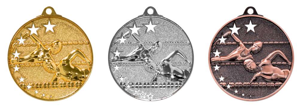 Schwimmmedaille 9224 in Gold, Silber und Bronze