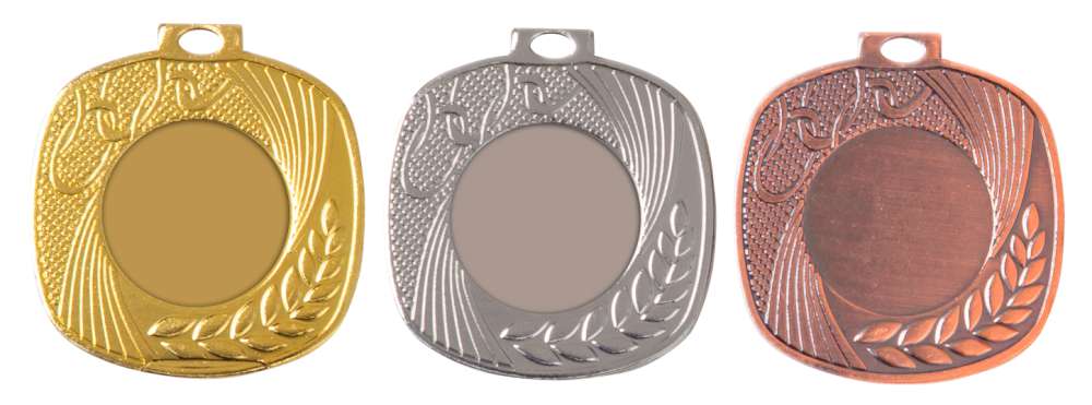 Quadratische Eisen-Medaille 9254 in Gold, Silber und Bronze