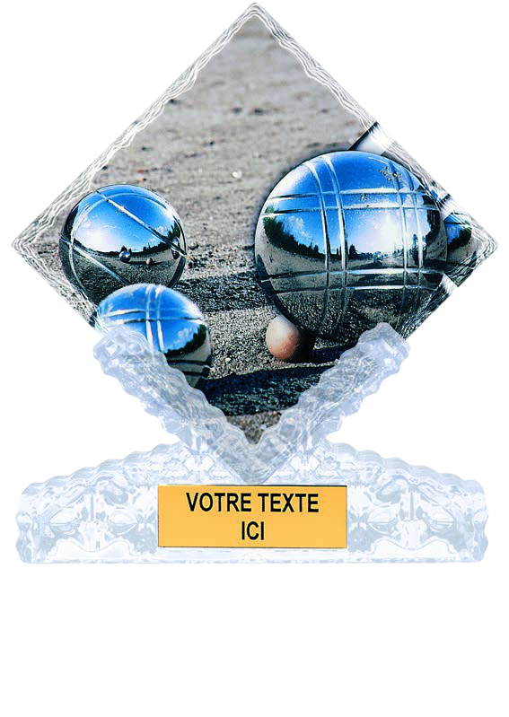 Boule & Pétanque – Keramiktrophäe mit Kugelmotiv, 25 cm mit Gravur