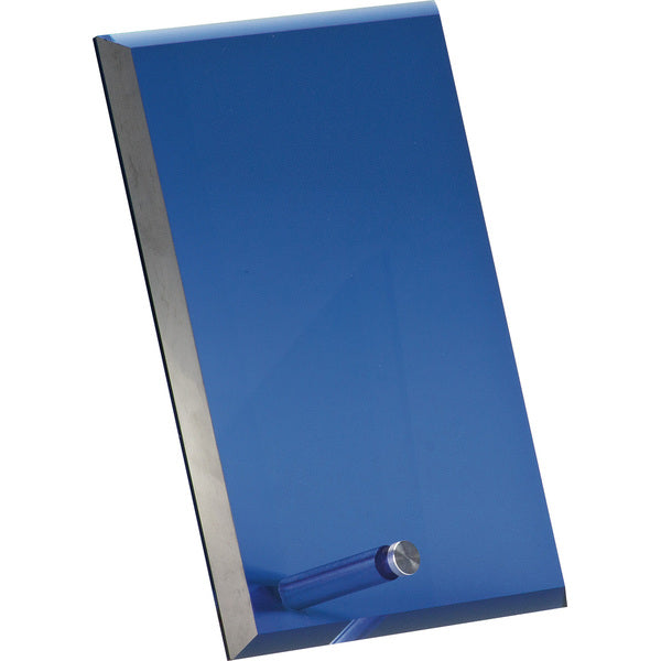 Glastrophäe Blau mit Metallständer – 66925