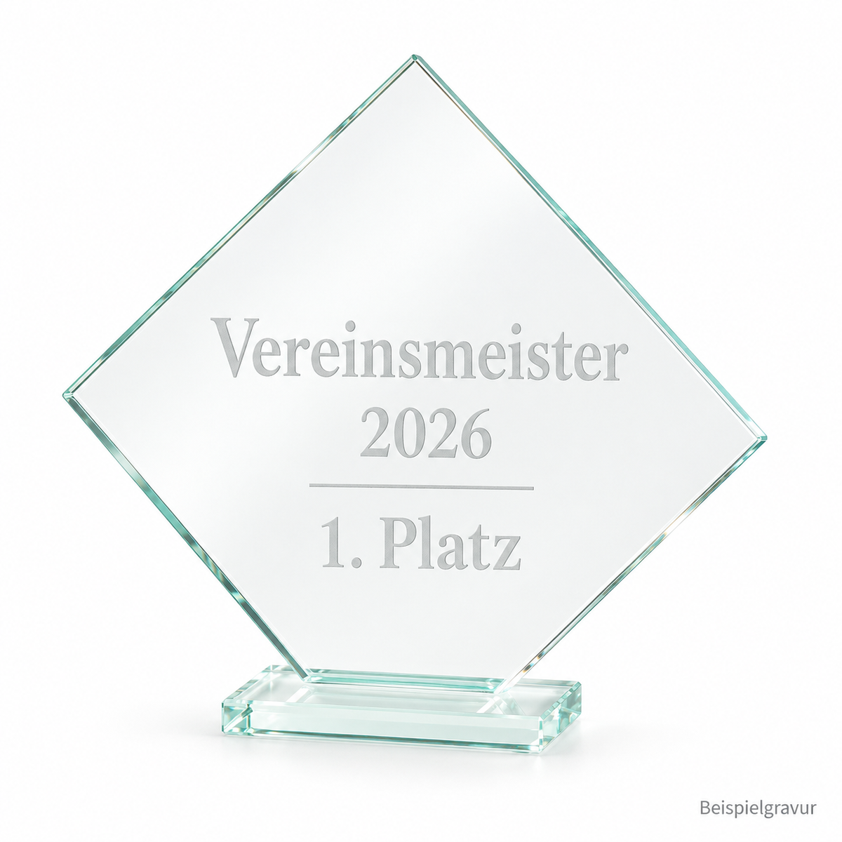 Glaspokal Raute Serie 35221 – Beispielgravur Vereinsmeister 2026