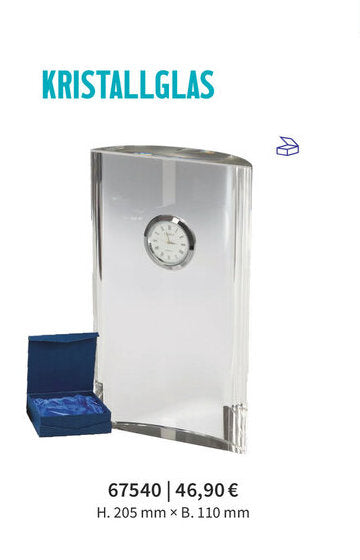Kristallglas-Uhr 67540 mit blauer Geschenkbox