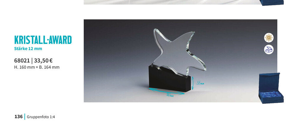 Kristall-Stern 68021 mit blauer Geschenkbox