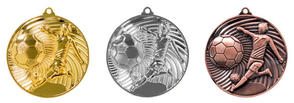 Fußballmedaille 9186 in Gold, Silber und Bronze