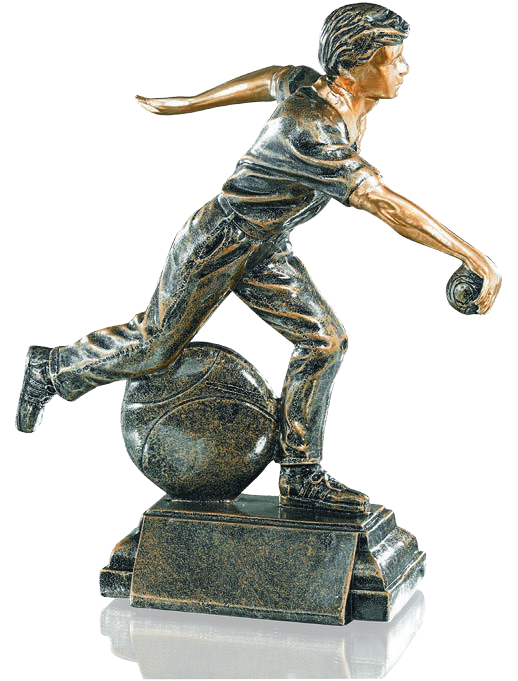 Boule & Pétanque – Spieler beim Wurf, 22 cm mit Gravur