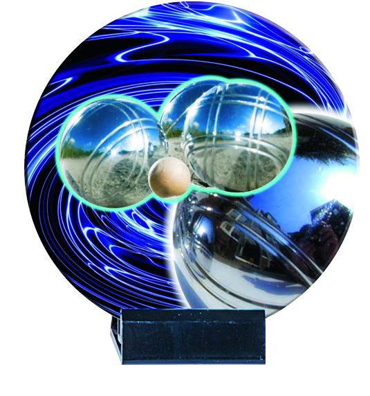 Boule & Pétanque – Keramiktrophäe rund, 16 cm mit Gravur