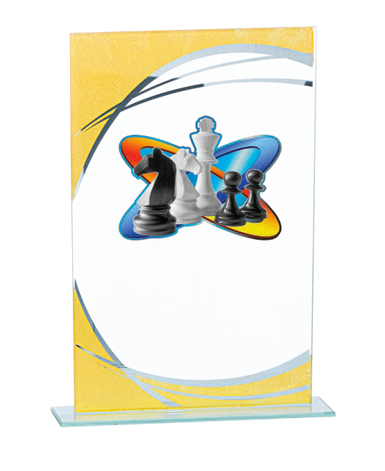 Schach-Glaspokal Golddekor – 19 bis 23 cm mit Gravur