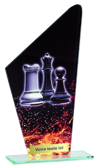 Schach-Glaspokal mit Figurenmotiv – 22 cm mit Gravur