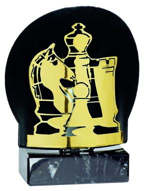 Schach-Metalltrophäe Schwarz/Gold – 18 cm mit Gravur