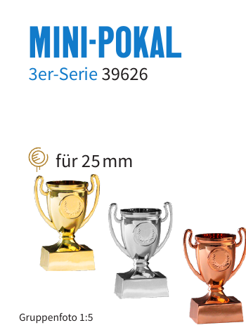 Stieber Mini-Pokal 3er-Serie 39626 in Gold, Silber und Bronze
