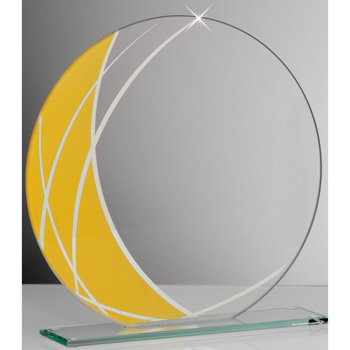 Glastrophäe Metalloptik Gold, Ø 180 mm – 68382