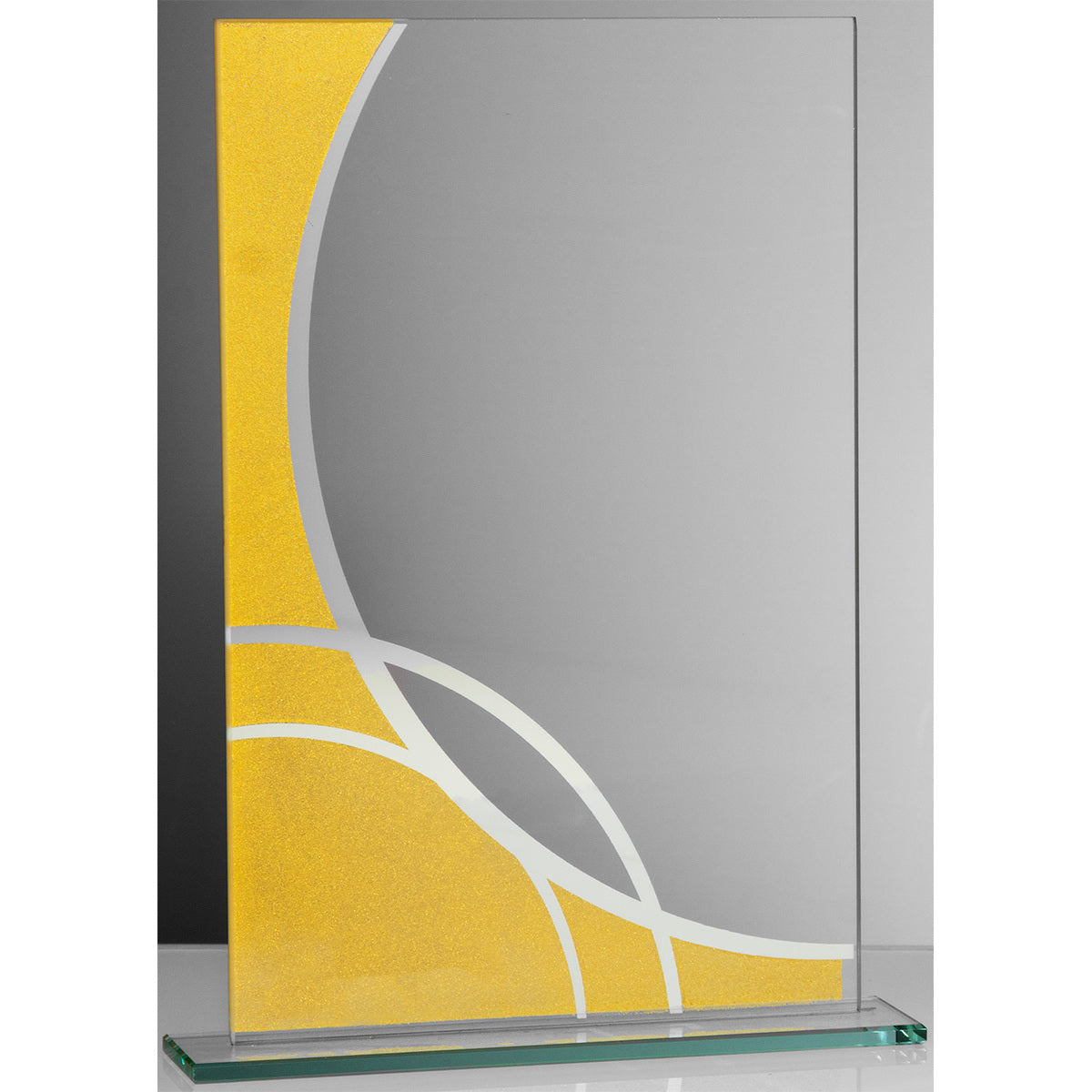 Glastrophäe Metalloptik Gold, 225 × 160 mm – 68390