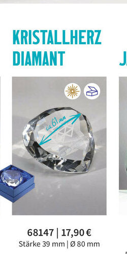 Kristallherz Diamant 68147 mit blauer Geschenkbox