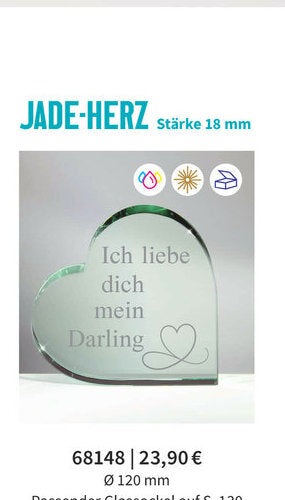 Jadeglas-Herz 68148 mit blauer Geschenkbox