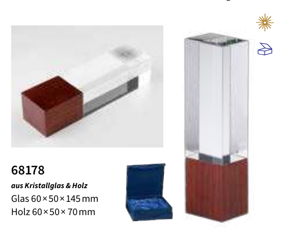Stieber Glastrophäe 68178 – inklusive blauer Geschenkbox