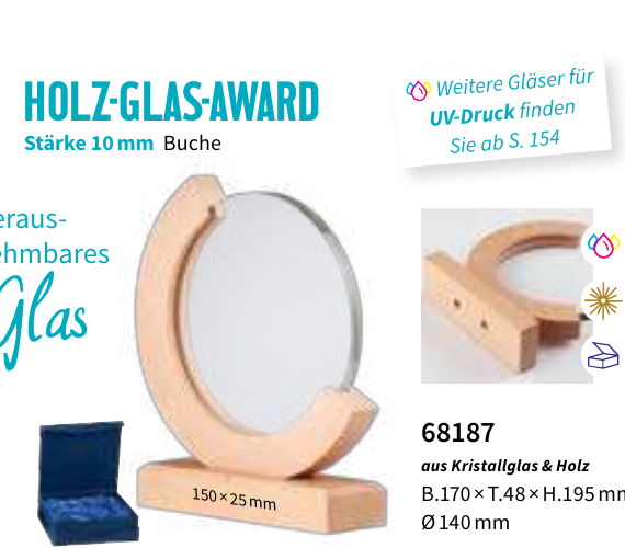 Stieber Glastrophäe 68187 – inklusive blauer Geschenkbox