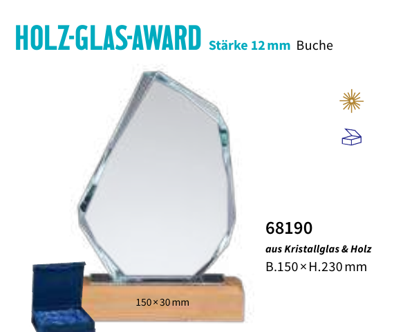 Stieber Glastrophäe 68190 – inklusive blauer Geschenkbox
