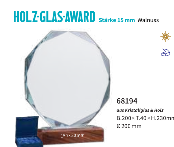 Stieber Glastrophäe 68194 – inklusive blauer Geschenkbox