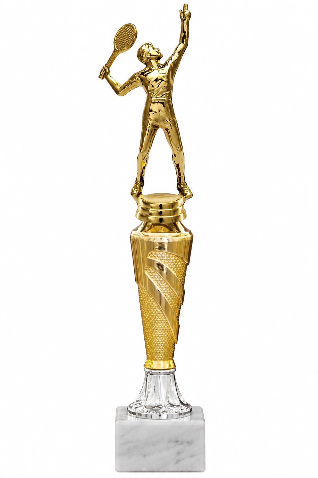 Tennispokal Gold: Tennisfigur und Stieber-Unterbau 59401 (Bildmontage)